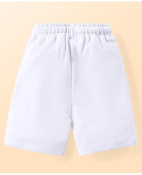 Babyhug Cotton Knit Half Sleeves T-Shirt & Shorts Set With Beach Themed Print - Blue & White