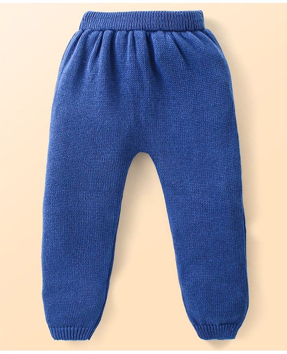 Babyhug Knitted Full Raglan Sleeves Pullover Sweater Set with Cap & Aztec Design - Blue