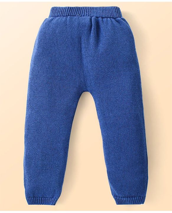 Babyhug Knitted Full Raglan Sleeves Pullover Sweater Set with Cap & Aztec Design - Blue