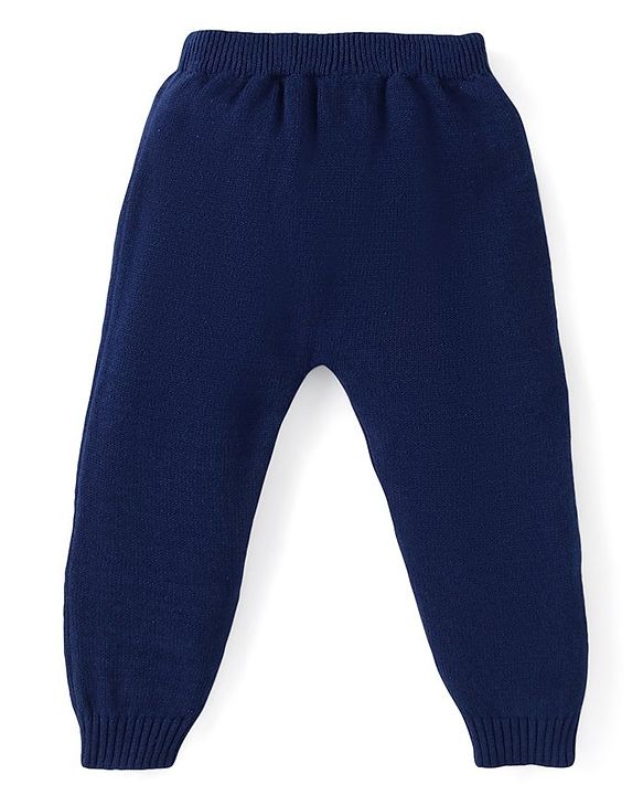 Babyhug Cotton Knit Full Raglan Sleeves Aztec Printed Sweater Set with Cap - Navy Blue