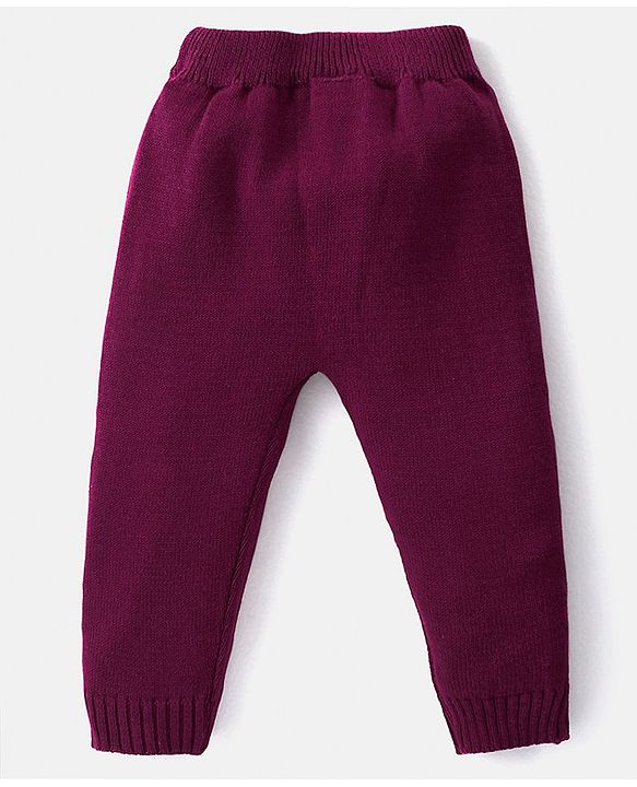 Babyhug Knitted Full Sleeves Pullover Sweater Set With Duck Design - Wine
