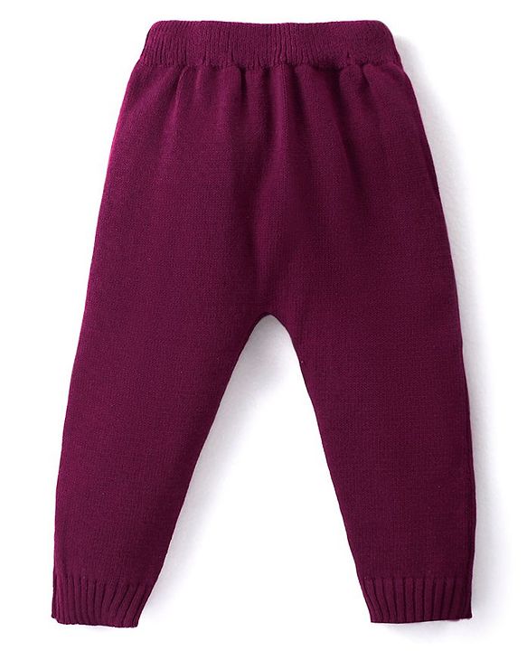 Babyhug Knitted Full Sleeves Pullover Sweater Set With Duck Design - Wine