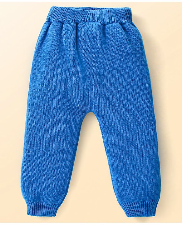 Babyhug Knitted Full Raglan Sleeves Pullover Sweater Set with Cap & Aztec Design - Blue