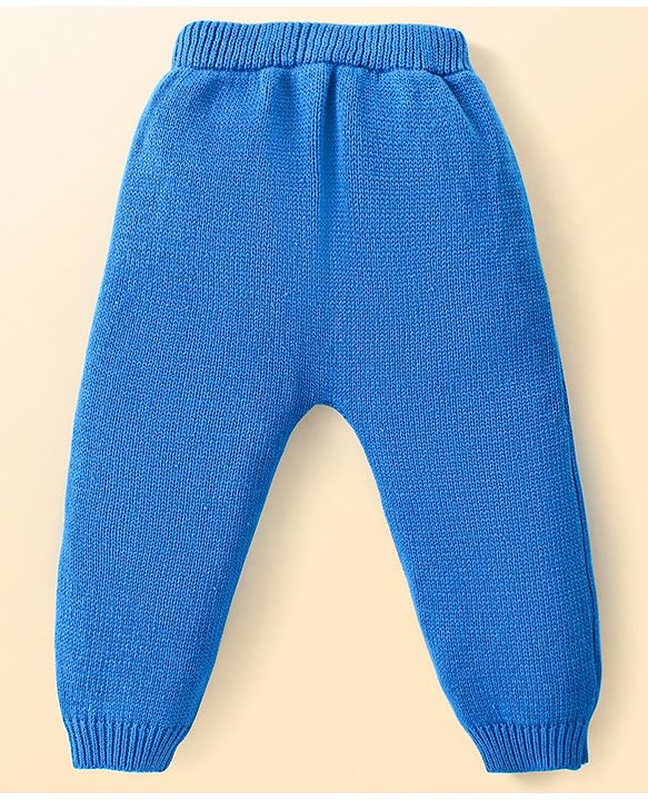 Babyhug Knitted Full Raglan Sleeves Pullover Sweater Set with Cap & Aztec Design - Blue