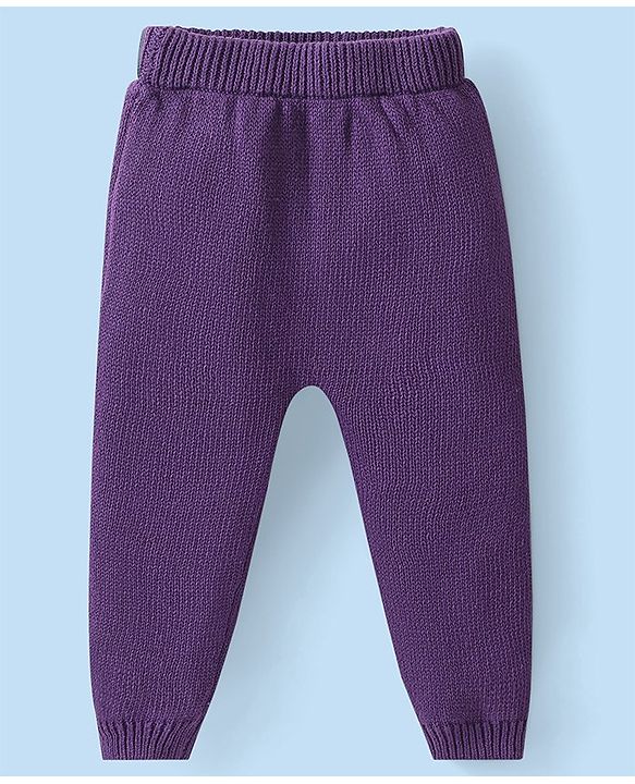 Babyhug Knitted Full Sleeves Pullover Sweater Set with Cap & Aztec Design - Purple