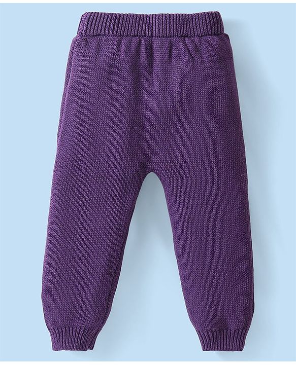 Babyhug Knitted Full Sleeves Pullover Sweater Set with Cap & Aztec Design - Purple