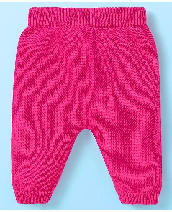 Babyhug Knit Full Sleeves Pullover Sweater Set & Cap  with Floral Design - Dark Pink & White