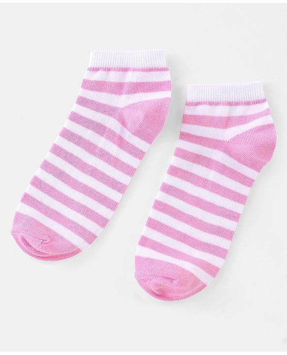 Pine Kids Knit Ankle Length Silvadur Antimicrobial Striped & Floral Design Socks Pack Of 3  ( Color May Vary )