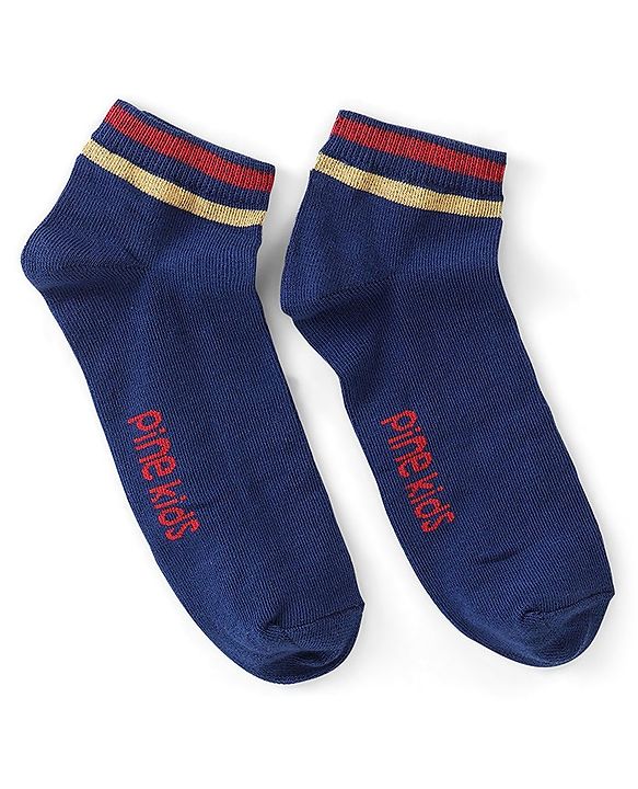 Pine Kids Knit Ankle Length Silvadur Antimicrobial Striped Socks Pack Of 3 ( Color May Vary )