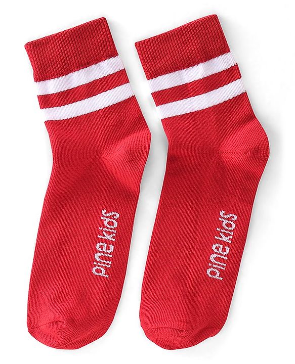 Pine Kids Knit Ankle Length Silvadur Antimicrobial Striped Socks Pack Of 3 ( Color May Vary )