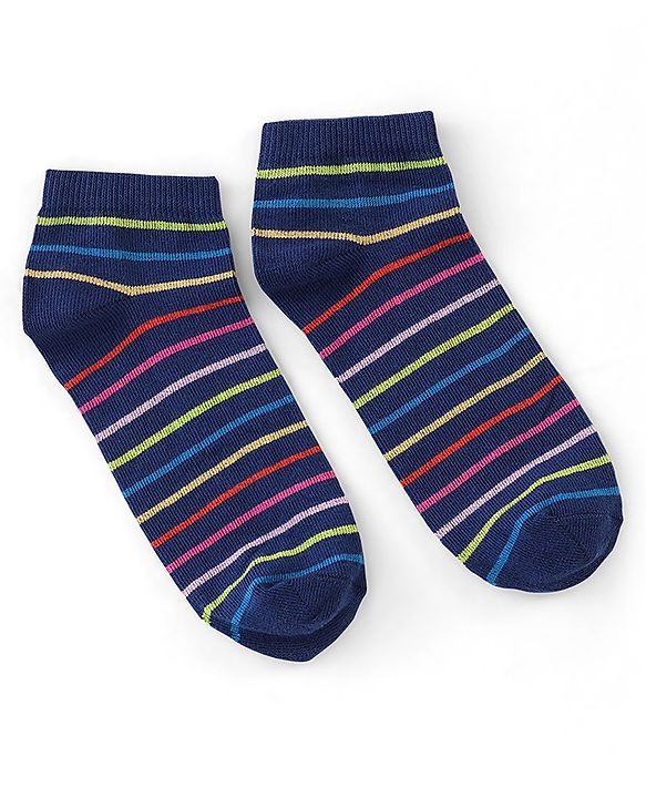 Pine Kids  Knit Ankle Length Silvadur Antimicrobial Striped & Polka Dots Design Socks Pack Of 5  ( Color May Vary )
