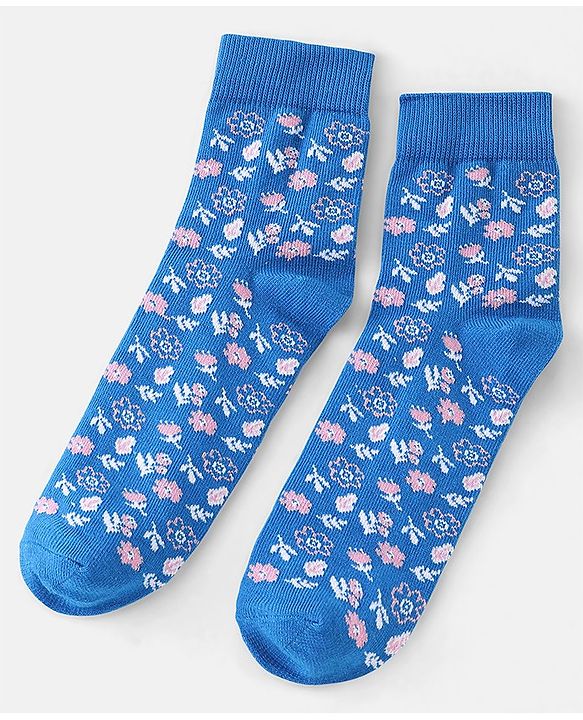 Pine Kids Knit Ankle Length Silvadur Antimicrobial Heart Butterfly & Floral Design Socks Pack Of 3 ( Color May Vary )