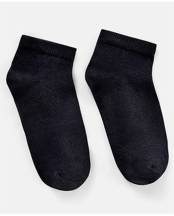 Pine Kids Knit Antimicrobial Ankle Length Solid Colour Socks Pack of 3 - Black