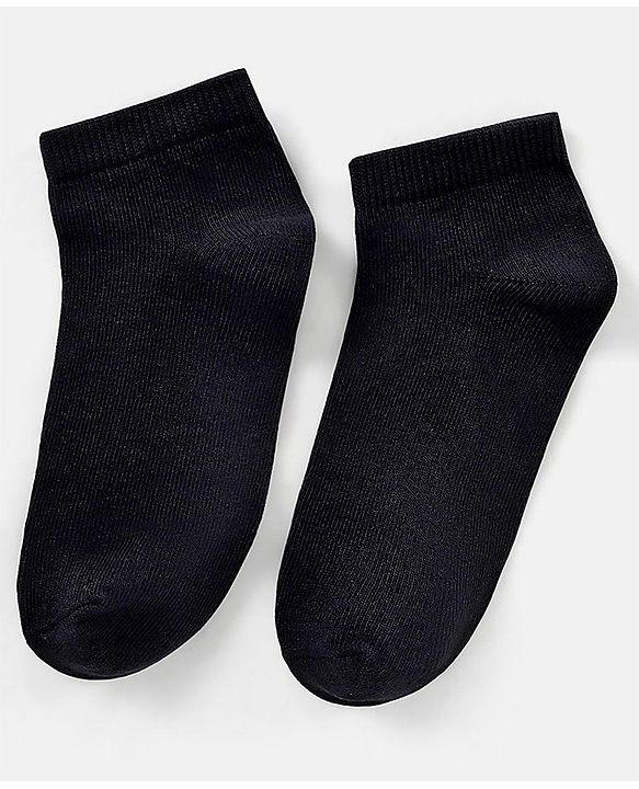 Pine Kids Knit Antimicrobial Ankle Length Solid Colour Socks Pack of 3 - Black
