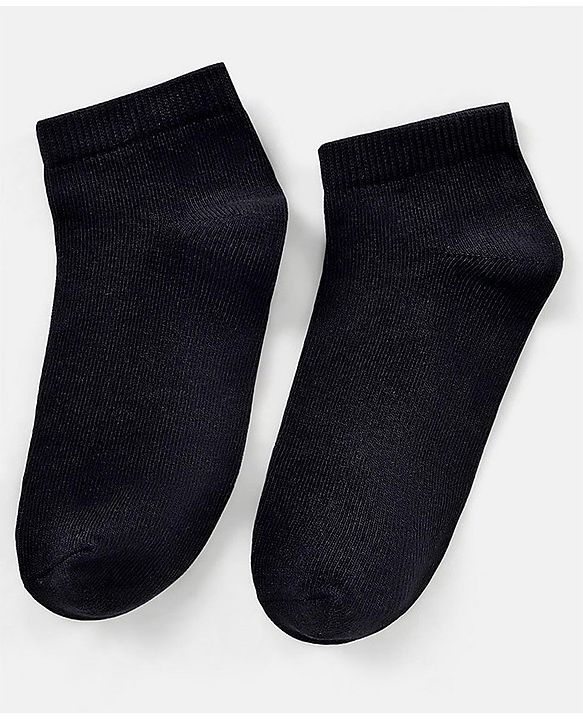 Pine Kids Knit Antimicrobial Ankle Length Solid Colour Socks Pack of 3 - Black