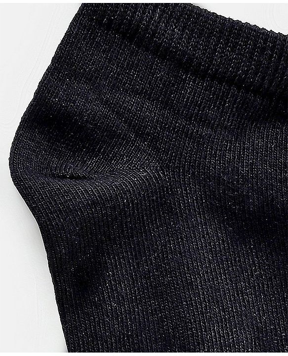 Pine Kids Knit Antimicrobial Ankle Length Solid Colour Socks Pack of 3 - Black