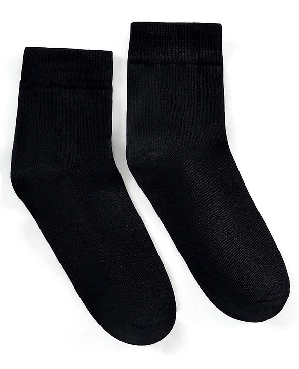 Pine Kids Knit Antimicrobial High Ankle Length Solid Colour Socks Pack of 3 - Black