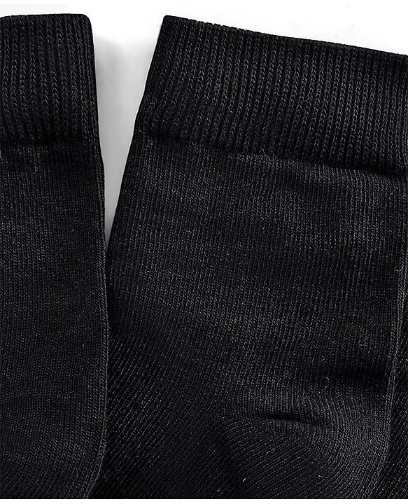 Pine Kids Knit Antimicrobial High Ankle Length Solid Colour Socks Pack of 3 - Black