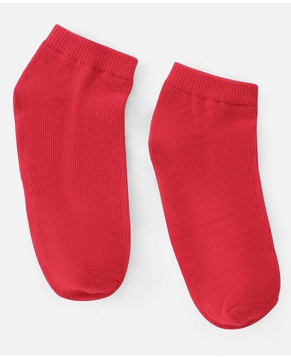 Pine Kids Knit Antimicrobial Ankle Length Solid Colour Socks Pack of 3 - Red