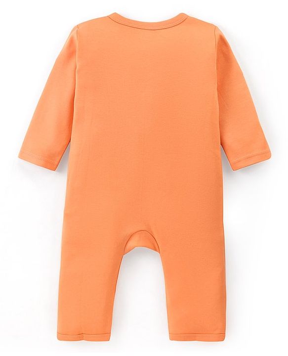 Babyhug 100% Cotton Knit Full Sleeves Romper With Penguin Print Pack of 2- Purple & Orange