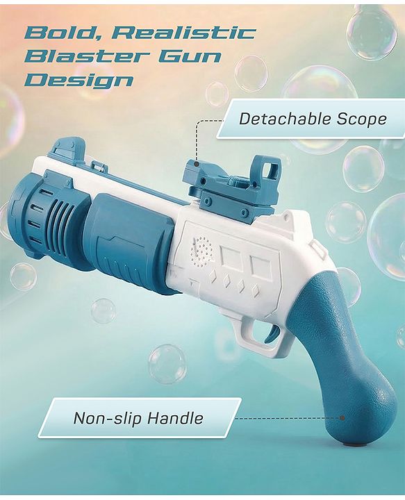 Babyhug Automatic 10 Hole Bubble Rifle Gun with LED Lights - Pink| 100ml Bubble Solution| 3000+ Bubbles per Min| Battery Operated| Child-Safe| Leak-Resistant|Indoor & Outdoor Fun|Realistic View Finder