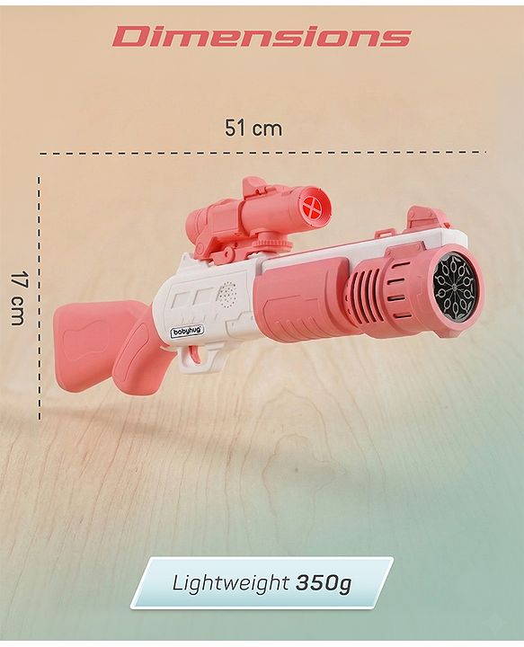 Babyhug Automatic 10 Hole Bubble Rifle Gun with LED Lights - Blue| 100ml Bubble Solution| 3000+ Bubbles per Min| Battery Operated| Child-Safe| Leak-Resistant|Indoor & Outdoor Fun|Realistic View Finder