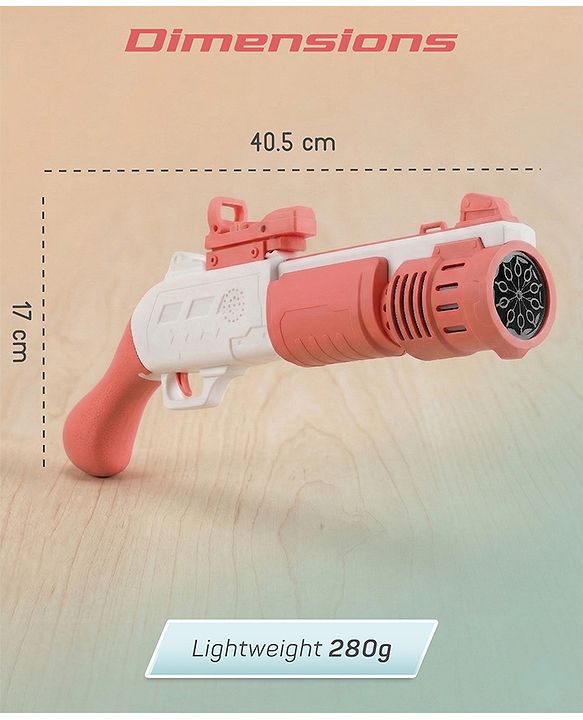 Babyhug Automatic Bubble Shot Gun for Kids| LED Lights| 10 Hole Battery Operated Bubble Machine Toy & 100ml Bubble Solution| 3000+ Bubbles per Min|Bubble Blaster for Boys & Girls | BIS Certified- Pink