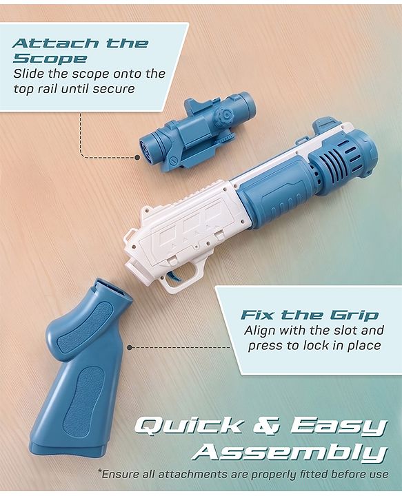 Babyhug Automatic Bubble Rifle Gun for Kids| LED Lights| 10 Hole Battery Operated Bubble Machine Toy & 100ml Bubble Solution| 3000+ Bubbles per Min|Bubble Blaster for Boys & Girls BIS Certified - Blue
