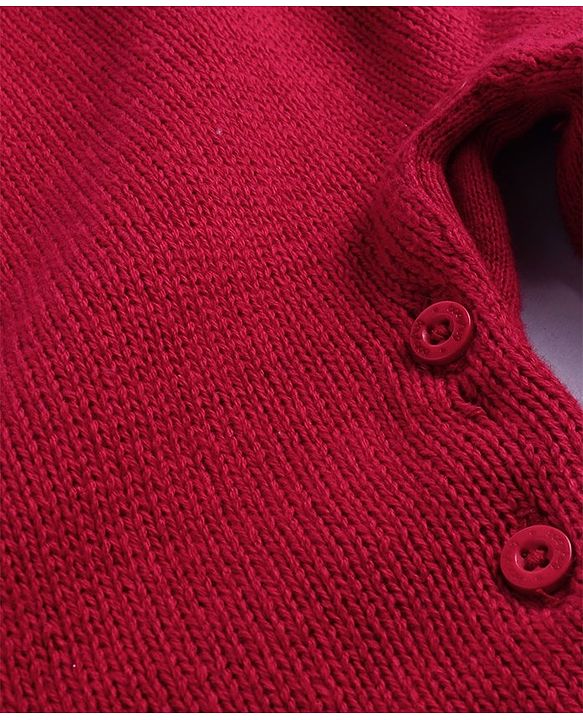 Babyhug Sweater Knit Winter Wear Solid Dungaree & Full Sleeves Inner Tee - Dark Red & White