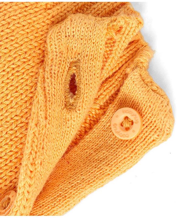 Babyhug Sweater Knit Winter Wear Dungaree & Full Raglan Sleeves Striped Inner Tee - Light Orange