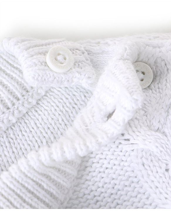 Babyhug Cotton Knit Full Sleeves Winter Wear Romper With Cable Knit Design Bow Applique - Sky Blue