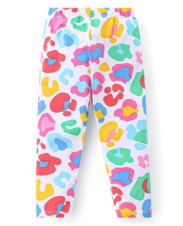 Babyhug Cotton Lycra Knit Stretchable Leggings with Polka Dots Print Pack of 3 - Multicolour
