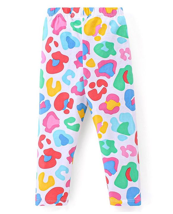 Babyhug Cotton Lycra Knit Stretchable Leggings with Polka Dots Print Pack of 3 - Multicolour