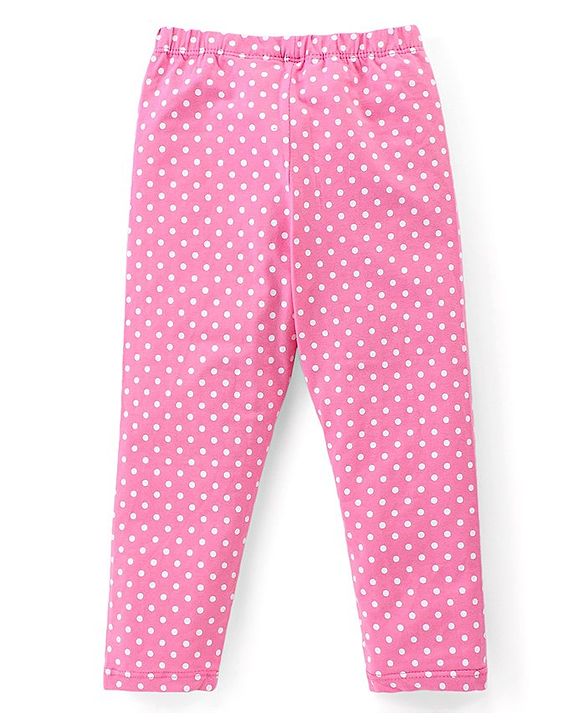 Babyhug Cotton Lycra Knit Stretchable Leggings with Polka Dots Print Pack of 3 - Multicolour
