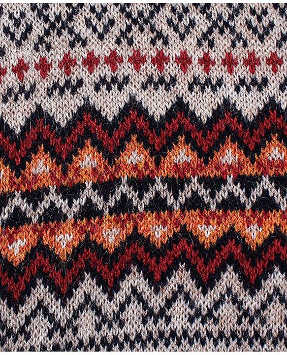 Babyhug Knitted Full Sleeves Pullover Sweater Set with Aztec Design - Multicolour