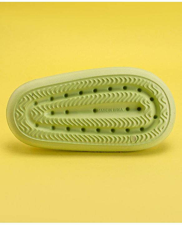 Pine Kids Slip On Sliders with Applique - Light Green