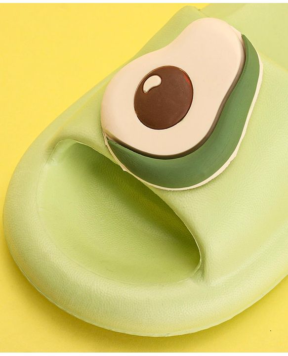 Pine Kids Slip On Sliders with Applique - Light Green