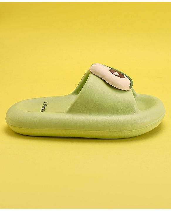 Pine Kids Slip On Sliders with Applique - Light Green