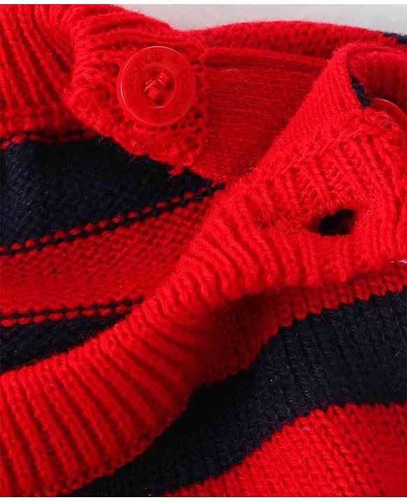 Babyhug Knit Full Sleeves Sweater Set With Stripes - Multicolour
