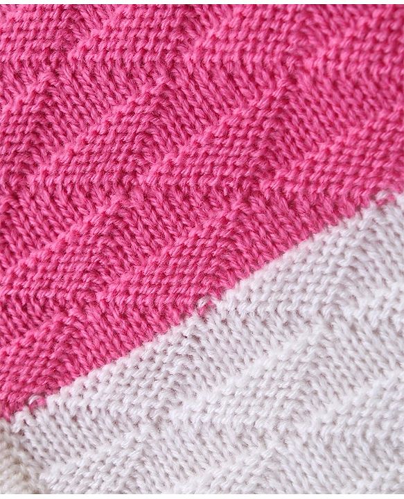 Babyhug Knit Full Sleeves Colour Blocked Sweater Set with Cap & Socks - White & Pink