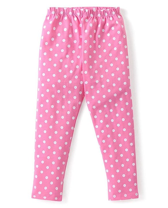 Babyhug Cotton Lycra Knit Full Length Stretchable Leggings with Polka Dots & Floral Print Pack of 3 - Multicolour
