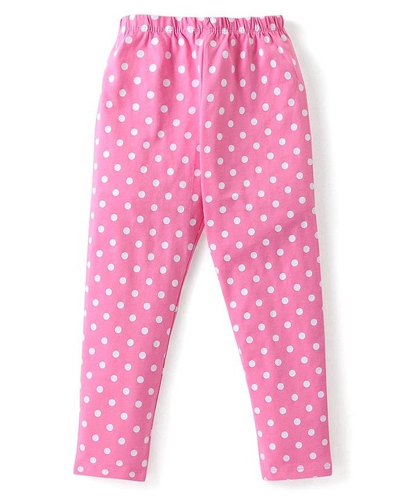 Babyhug Cotton Lycra Knit Full Length Stretchable Leggings with Polka Dots & Floral Print Pack of 3 - Multicolour