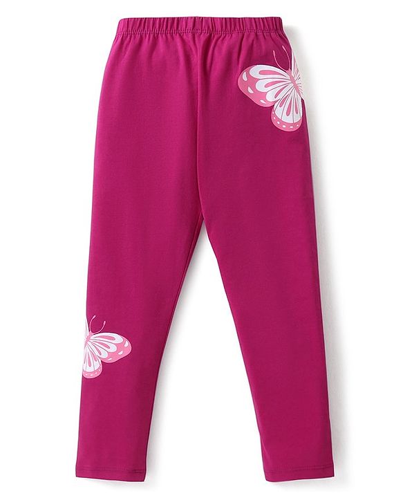 Babyhug Cotton Lycra Knit Full Length Stretchable Leggings with Polka Dots & Floral Print Pack of 3 - Multicolour