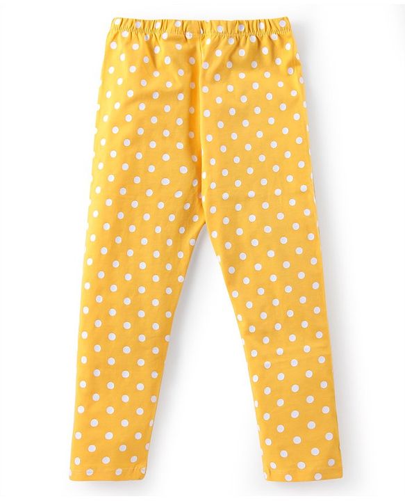 Babyhug Cotton Lycra Knit Full Length Leggings Tropical & Polka Dots Print Pack of 3 - Multicolour
