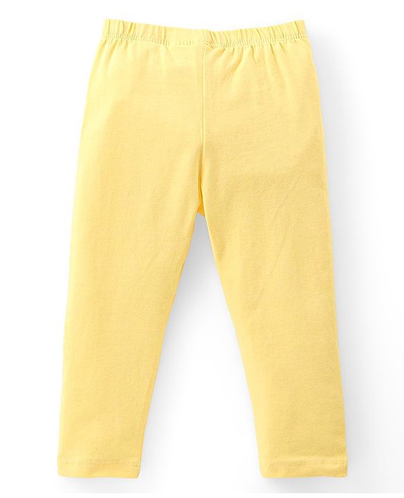 Babyhug Cotton Lycra Knit Stretchable Leggings Floral Print Pack of 3 - Blue & Yellow
