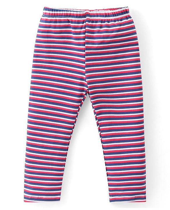 Babyhug Cotton Lycra Knit Stretchable Leggings Floral Print Pack of 3 - Blue & Yellow