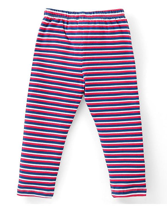 Babyhug Cotton Lycra Knit Stretchable Leggings Floral Print Pack of 3 - Blue & Yellow