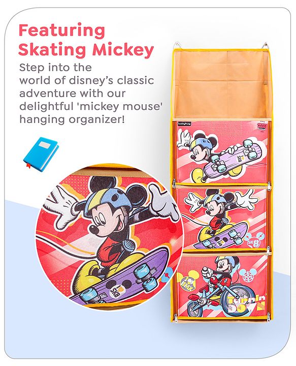 Babyhug Disney Hanging Organizer Skating Mickey Theme- Yellow