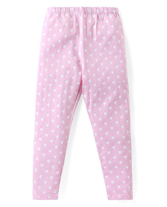 Babyhug Cotton Lycra Knit Full Length Stretchable Leggings  with Floral & Polka Dots Print Pack of 2 - Multicolour
