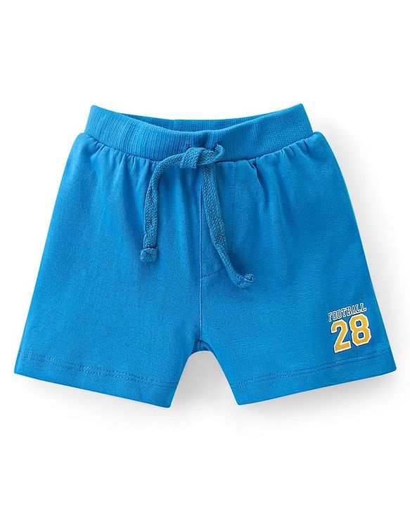 Babyhug Cotton Knit Shorts With Varsity Print Pack Of 3 - Red Blue & Yellow